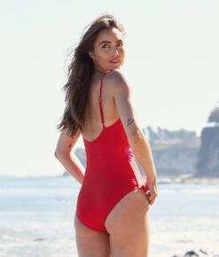 The Long Torso Sea Breeze Cutout One-Piece - Lava & Hibiscus -Classic Lady Wear Store SeabreezeCutoutOPBack5 198036c0 c669 43cf be0d 5f37377599b5