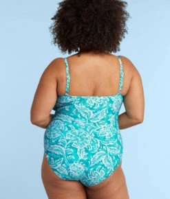 The Seascape Sweetheart One Piece - Batik In Seafoam & Harbor -Classic Lady Wear Store SeascapeSweetheartOnePieceBatikinSeaFoam HarborBack2