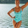 The Seascape Sweetheart One Piece - Batik In Seafoam & Harbor
