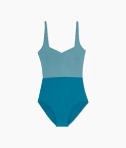 The Seascape Sweetheart One Piece - Bluestone & Mist -Classic Lady Wear Store Seascape Sweetheart One Piece Stone Blue Oceanside FLAT