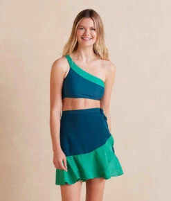 The Short Beach To Brunch Wrap Skirt - Seaglass & Seaweed -Classic Lady Wear Store ShortBeachtoBrunchWrapSkirt Seaweed Seaglass Front