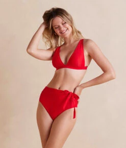 The Side-Tie High Leg High Rise Bottoms - Lava 8 The Side-Tie High Leg High Rise Bottoms - Lava -Classic Lady Wear Store Side TieHighLegHighRiseBottom Lava Front