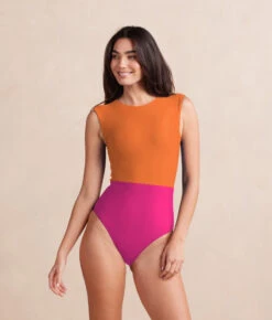 The Surf - Hibiscus & Tangerine -Classic Lady Wear Store Sidestroke Aqua Front 2