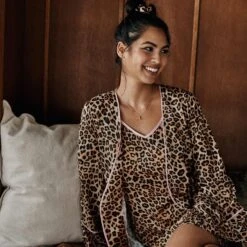 The Cloud 9 Silky Slip Dress - Leopard & Pink Sky -Classic Lady Wear Store SilkyDress Leopard Lifestyle