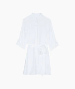 The Silky Luxe Short Effortless Shirtdress Cover-Up - Cloud White 7 The Silky Luxe Short Effortless Shirtdress Cover-Up - Cloud White -Classic Lady Wear Store Silky Luxe Effortless Shirtdress Cover Up Cloud White FLAT 2