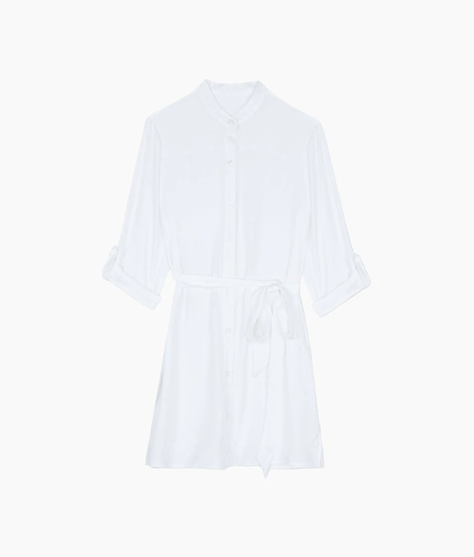 The Silky Luxe Short Effortless Shirtdress Cover-Up - Cloud White 4 The Silky Luxe Short Effortless Shirtdress Cover-Up - Cloud White - Image 4