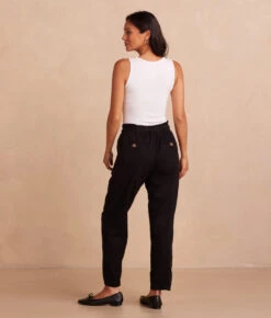 The Timeless Slim Tie-Waist Pant - Sea Urchin -Classic Lady Wear Store SoftestFrenchTerryTie WaistPant SeaUrchin Back Full