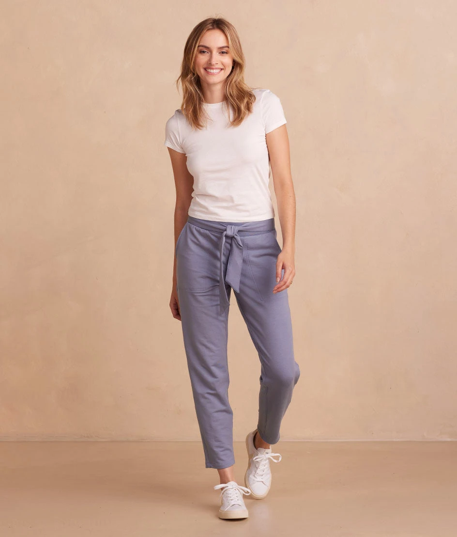 The Softest French Terry Tie-Waist Pant - Slate 2 The Softest French Terry Tie-Waist Pant - Slate - Image 2