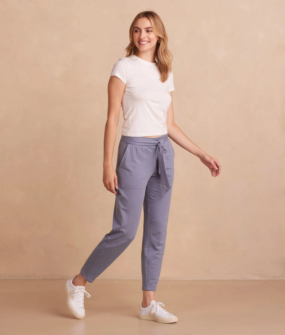The Softest French Terry Tie-Waist Pant - Slate 4 The Softest French Terry Tie-Waist Pant - Slate - Image 4