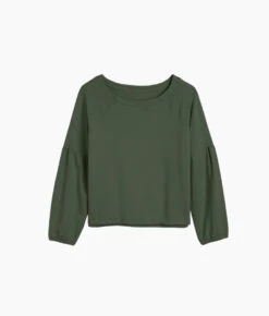The Softest French Terry Boatneck Pullover - Olive -Classic Lady Wear Store Softest French Terry Boatneck Pullover Olive 5