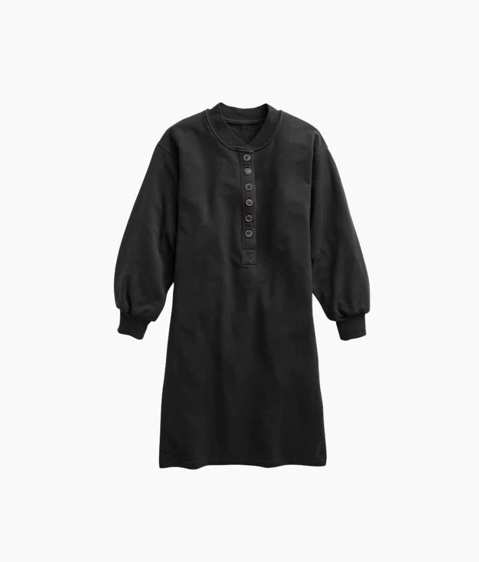 The Softest French Terry Henley Dress - Sea Urchin 3 The Softest French Terry Henley Dress - Sea Urchin - Image 3