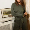 The Softest French Terry Tie-Waist Pant - Olive