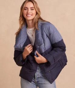 The Colorblock Eco Puffer Jacket - Midnight & Slate