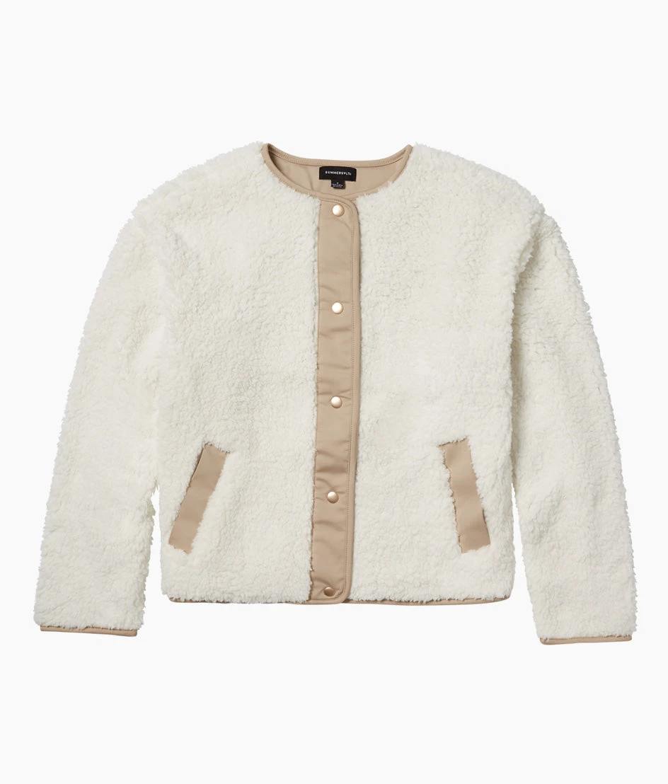 The High Pile Short Sherpa Jacket - White Sand & Moonlight 5 The High Pile Short Sherpa Jacket - White Sand & Moonlight - Image 5