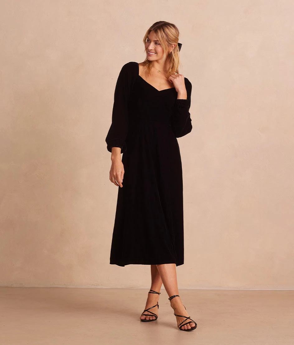 The Sustainable Velvet Collection Sweetheart Midi Dress - Sea Urchin 4 The Sustainable Velvet Collection Sweetheart Midi Dress - Sea Urchin - Image 4