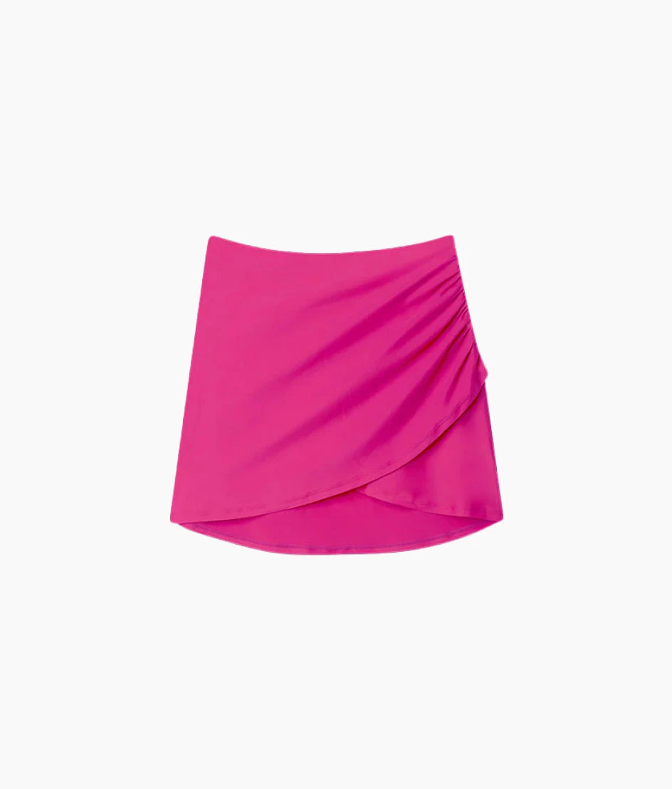 The Ruched Swim Skirt - Hibiscus 1 The Ruched Swim Skirt - Hibiscus