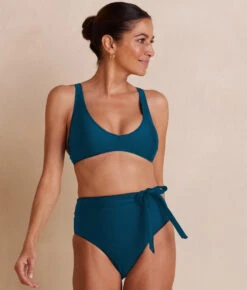 The Tide Scoop Neck Bikini Top - Seaweed