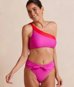 The Tie Belt High Leg Mid Rise Bottom - Hibiscus -Classic Lady Wear Store TieBeltHighLegMidRiseBottom Hibiscus 3