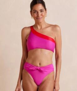 The Tie Belt High Leg Mid Rise Bottom - Hibiscus -Classic Lady Wear Store TieBeltHighLegMidRiseBottom Hibiscus 4