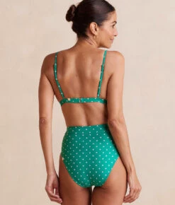 The Triangle Bikini Top - Seaglass Dot -Classic Lady Wear Store TriangleBikiniTop SeaglassDotBack Crop