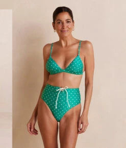 The Triangle Bikini Top - Seaglass Dot -Classic Lady Wear Store TriangleBikiniTop SeaglassDotFront