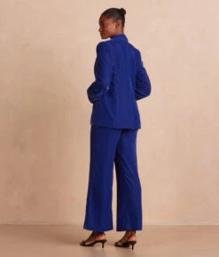The Sustainable Velvet Collection Wide Leg Pant - Imperial -Classic Lady Wear Store VelvetBlazer Blue 2