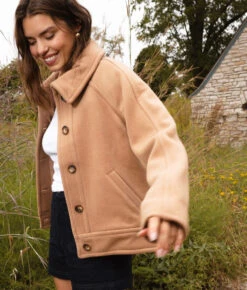 The Warmest Wool Short Coat - Fawn 7 The Warmest Wool Short Coat - Fawn -Classic Lady Wear Store Warmest Wool Short Coat Fawn 3