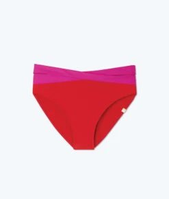 The Wrap High Leg High Rise Bikini Bottom - Lava & Hibiscus -Classic Lady Wear Store WrapHLHR Hibiscus Lava Flat