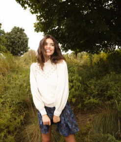 The Year-Round Balloon Sleeve Pompom Sweater - Dune