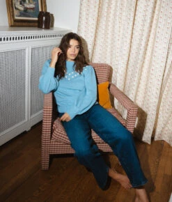 The Year-Round Balloon Sleeve Pompom Sweater - Glacier -Classic Lady Wear Store Year Round Balloon Sleeve Pompom Sweater Glacier 3