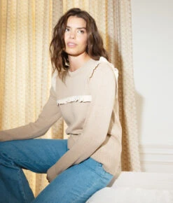 The Year-Round Crewneck Ruffle Sweater - Moonlight