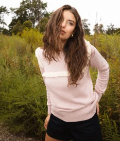 Classic Lady Wear Store -Classic Lady Wear Store Year Round Crewneck Ruffle Sweater Petal 2