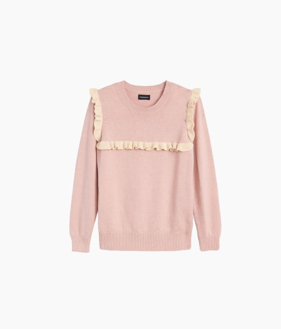 The Year-Round Crewneck Ruffle Sweater - Petal 6 The Year-Round Crewneck Ruffle Sweater - Petal - Image 6
