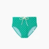 The Lace-Up High Leg High Rise Bikini Bottom - Seaglass Dot