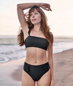 The Ruffle High Leg High Rise Bikini Bottom - Sea Urchin -Classic Lady Wear Store rufHLHRseaurchin1 ModelFront